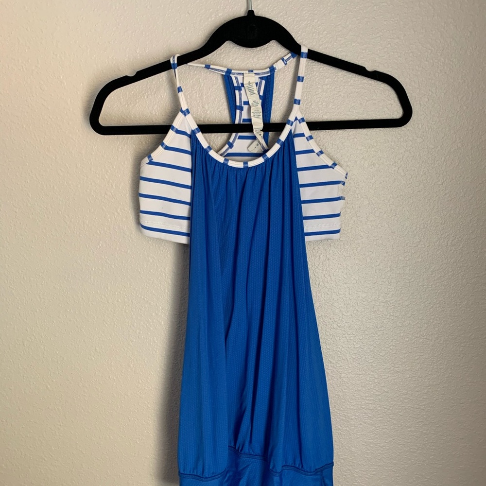 Lululemon Athletica Blue and White Striped Tank Top